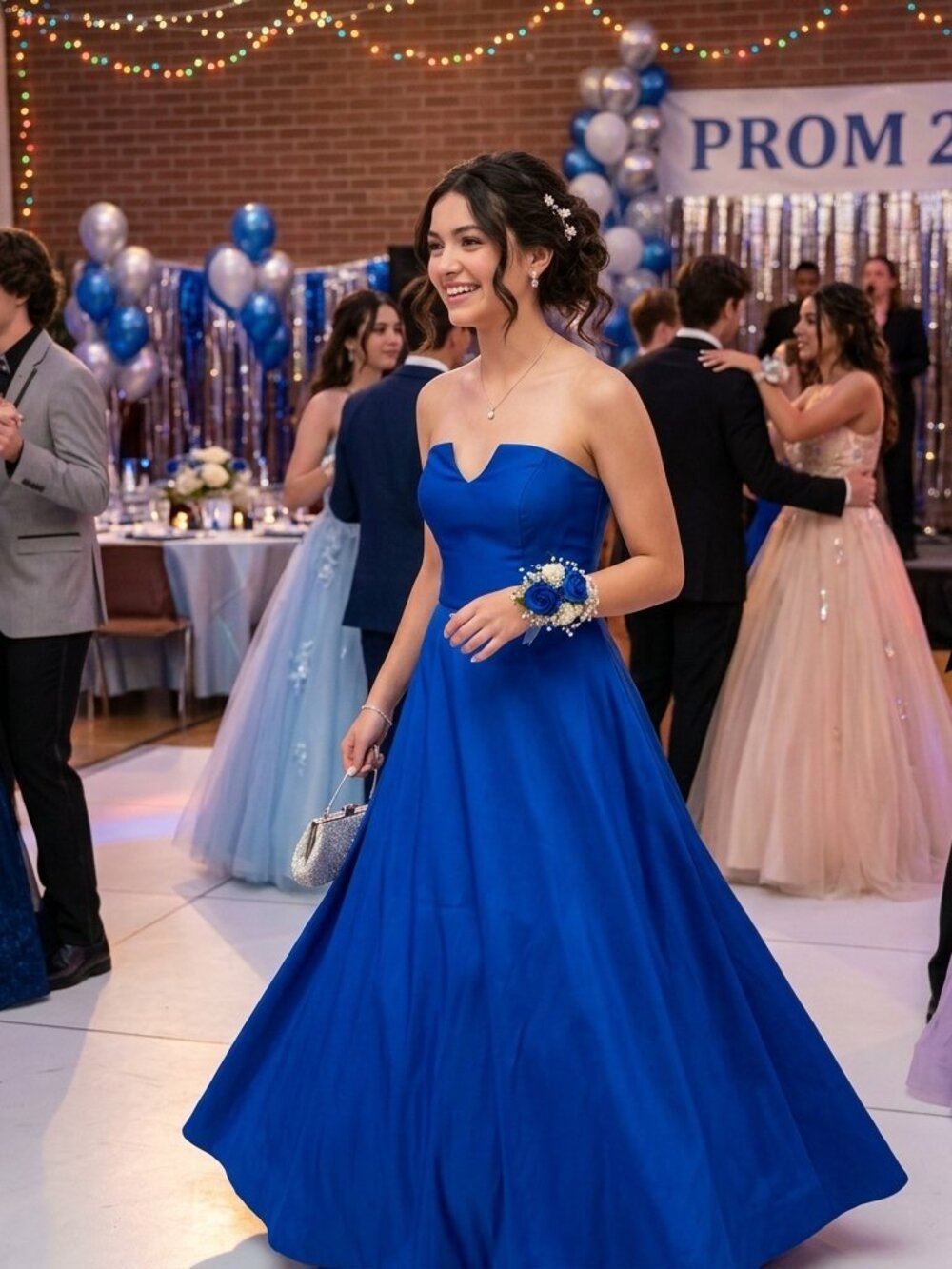 Vintage Jessica McClintock Gunne Sax Iridescent Strapless Formal Maxi Dress Sz 9